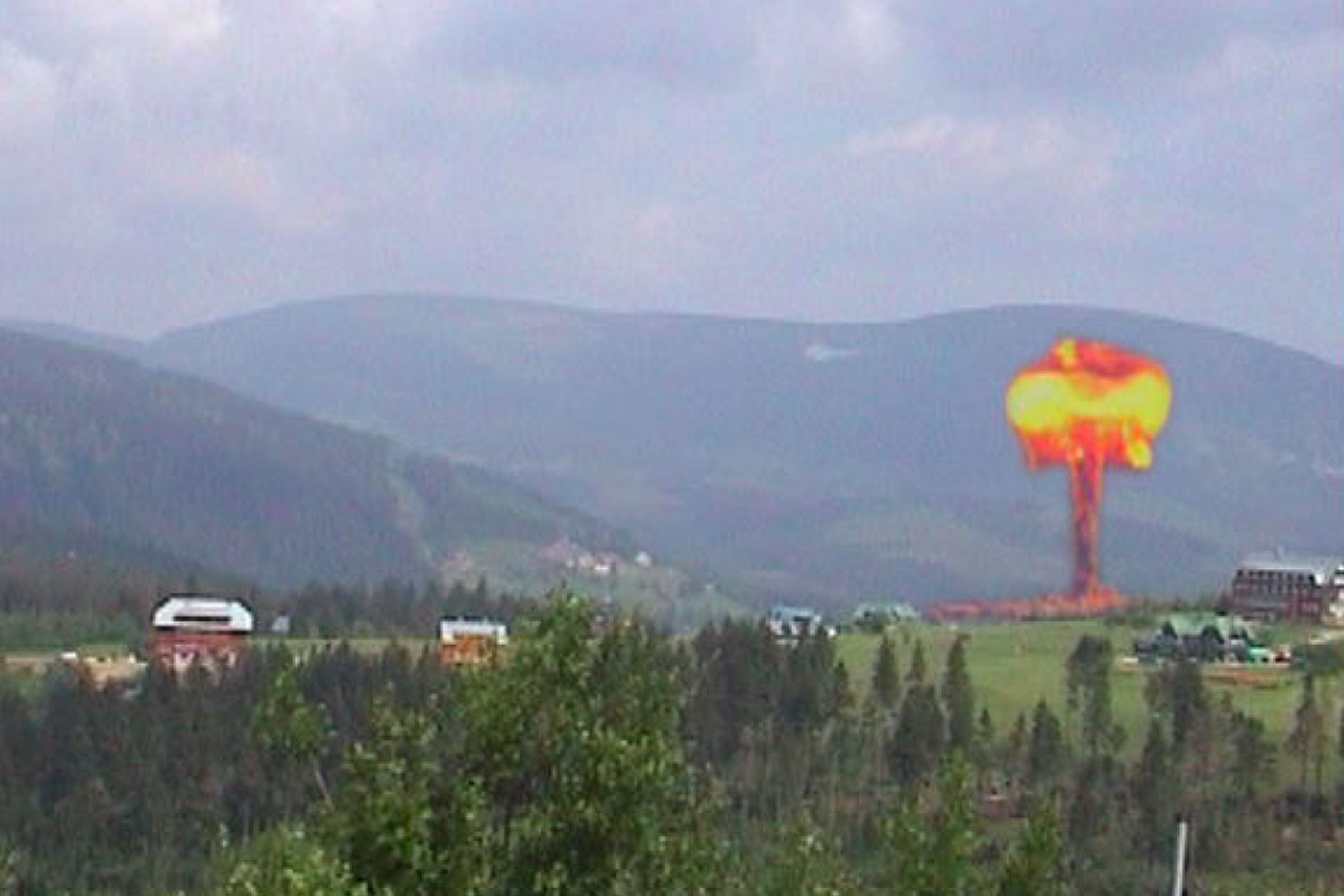 Fiktivní atomový výbuch v pořadu Panorama. (Zdroj: vysílání České televize)